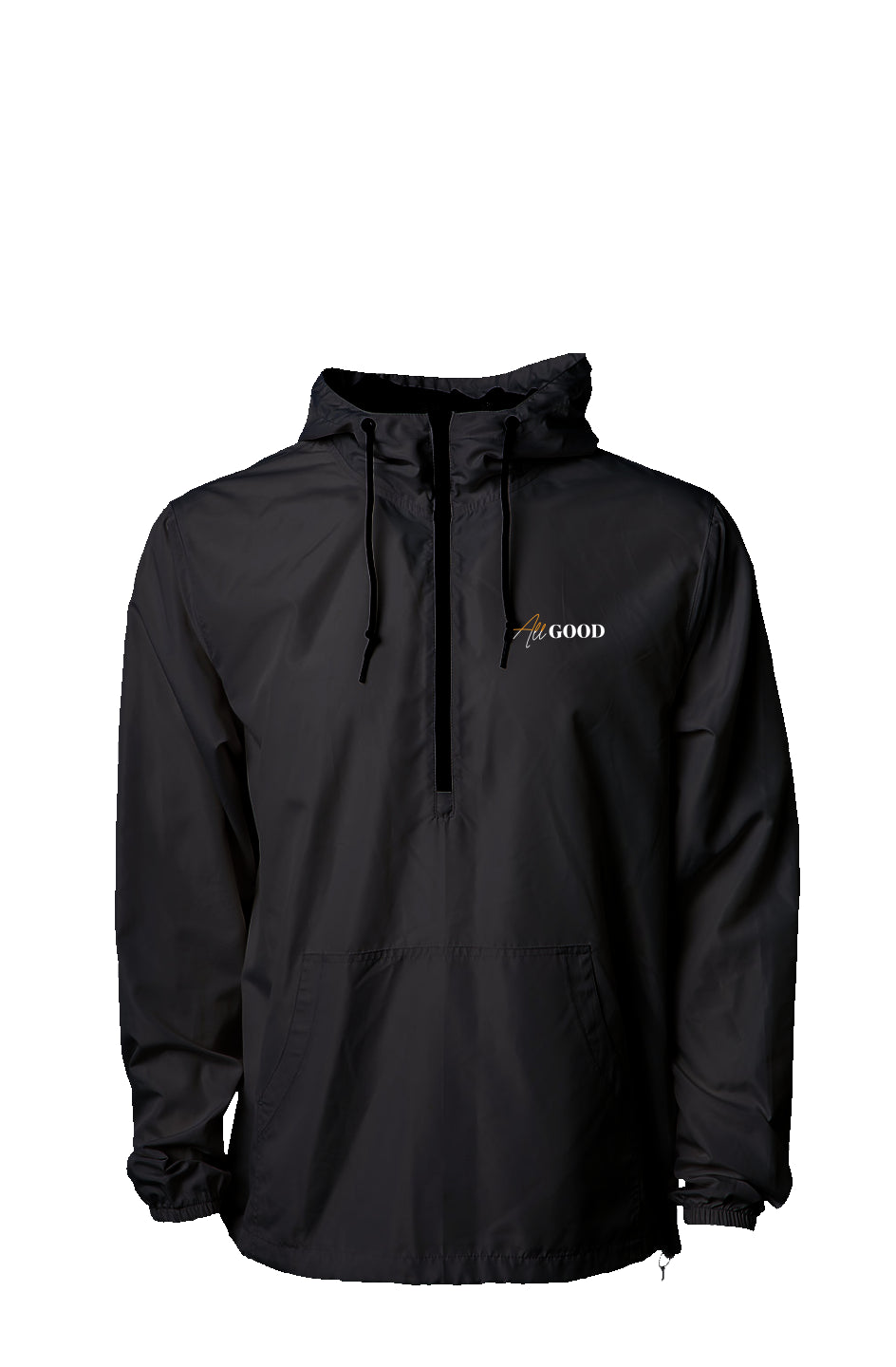 ALL GOOD Lightweight Pullover Windbreaker BLACK